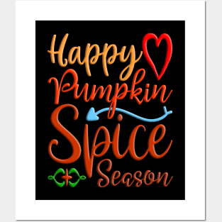 Happy Pumpkin Spice Season, colorful autumn, fall seasonal design Posters and Art